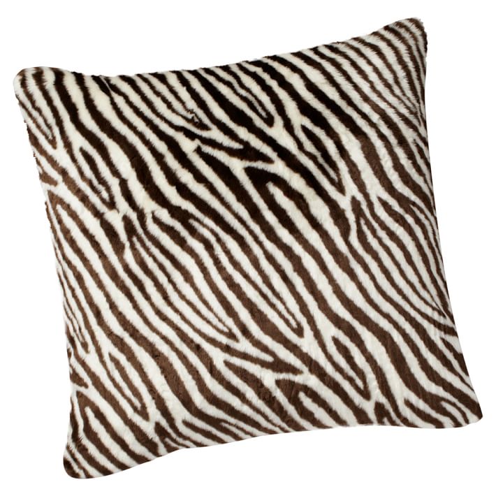 Fur Pillow Cover, 26x26, Zebra