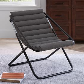 Chenille Plain Weave Washed Charcoal Sling Chair