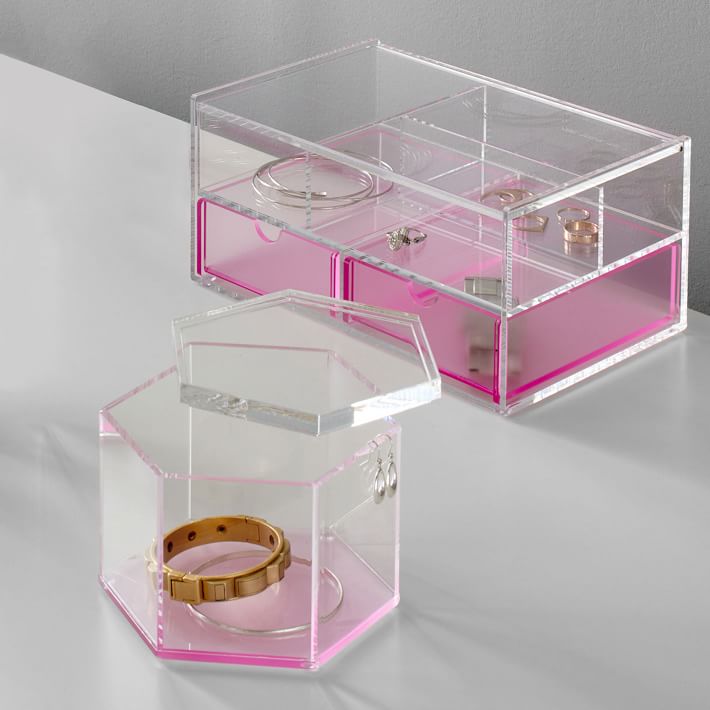 Pink Acrylic Jewelry Boxes
