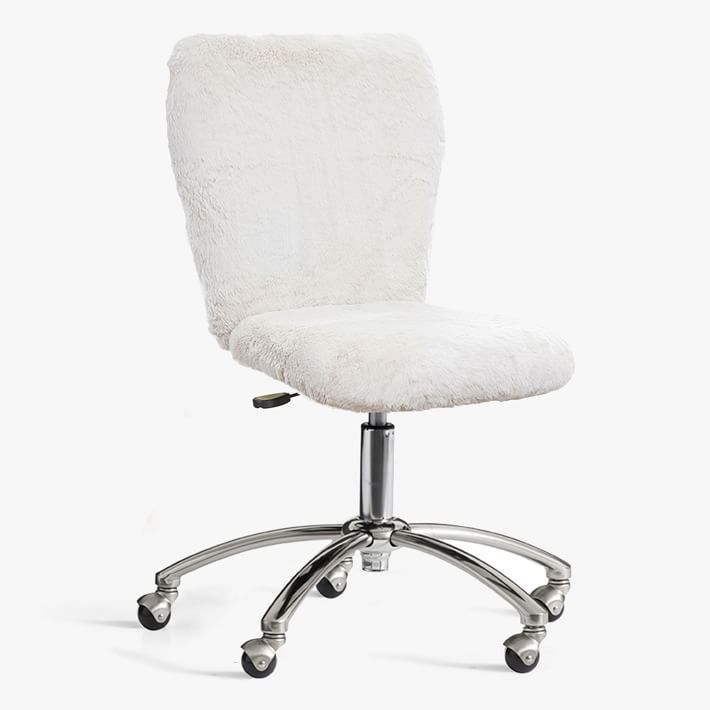 Open Box:  Polar Bear Faux-Fur Airgo Swivel Desk Chair