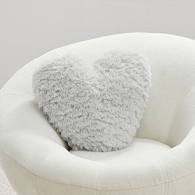 Cloud Faux-Fur Heart Pillow