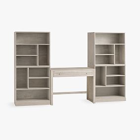 Stack Me Up Writing Desk &amp; Bookcase with Mixed Shelves Set (100&quot;)