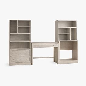 Stack Me Up Desk &amp; Bookcase with Mixed Shelves, Drawers and Fridge Storage Set