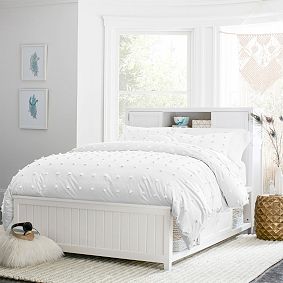 Beadboard Storage Bed &amp; 9-Drawer Dresser Set - Simply White