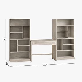 Stack Me Up Writing Desk &amp; Bookcase with Mixed Shelves Set (100&quot;)