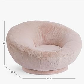 Faux Fur Blush Groovy Swivel Chair