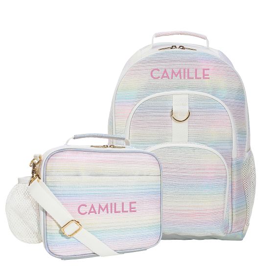 GearUp Metallic Ombre Stripes Backpack & Cold Pack Lunch Bundle