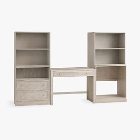 Stack Me Up Desk &amp; Bookcase with Cubbies, Drawers and Fridge Storage Set