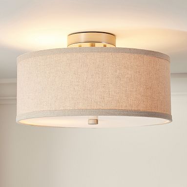 Linen Drum Flush Mount (16