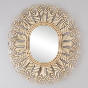 Rattan Flower-Shaped Mirror