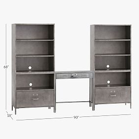 Locker Desk &amp; Bookcase Towers Set (90&quot;)