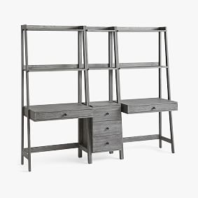 Highland Double Wall Desk &amp; Narrow Bookcase Set (82&quot;)