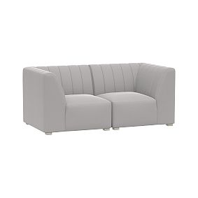 Avalon Loveseat Set, Lustre Velvet Light Grey