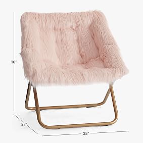 Himalayan Faux-Fur Blush Hang-A-Round Square Chair