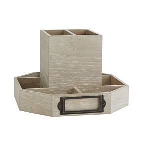 Classic Wooden Desk Rotating Organizer