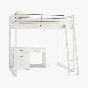 Waverly Loft Bed &amp; Single Pedestal Desk Set