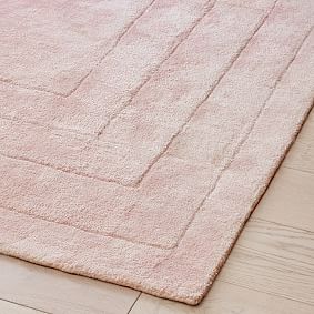 Luxe Carved Border Viscose Rug - Blush