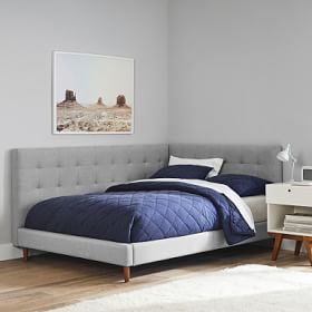 west elm x pbt Grid Tufted Corner Platform Bed | Teen Bed | Pottery ...