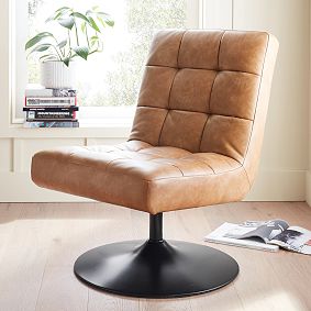 Faux Leather Caramel Baldwin Swivel Lounge Chair