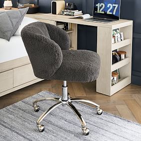 Open Box: Sherpa Wingback Swivel Desk Chair - Charcoal | Pottery Barn Teen