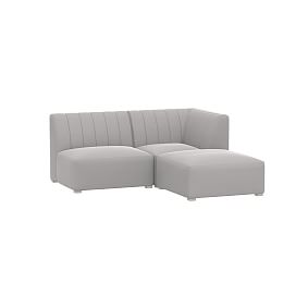 Avalon Sectional Set, Lustre Velvet Light Grey