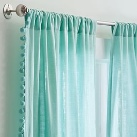 Side Pom Sheer Curtain 