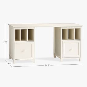 Beadboard Smart Divider Storage Desk, Simply White