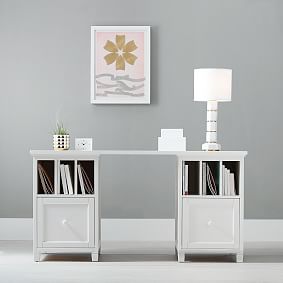 Beadboard Smart Divider Storage Desk, Simply White