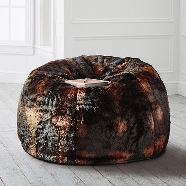 Pottery sold Barn Brown Luxe Faux Fur Bean Bag