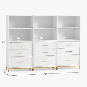 Blaire Triple Tall Bookcase with Drawers (75&quot;)