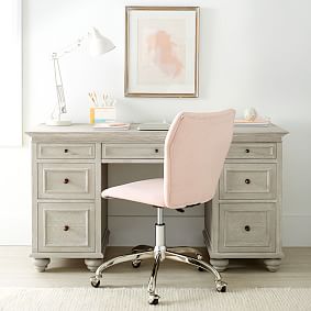 Chenille Plain Weave Airgo Swivel Desk Chair - Washed Blush | Pottery ...