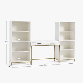 Blaire Writing Desk &amp; Cubby Bookcase Superset (90&quot;)