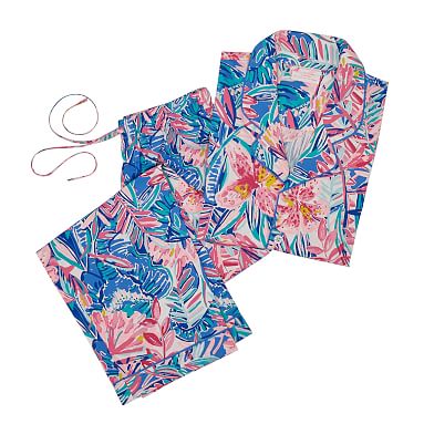 Lilly Pulitzer Woven PJ Set in Lilly's outlets House Pants & Button Down Top