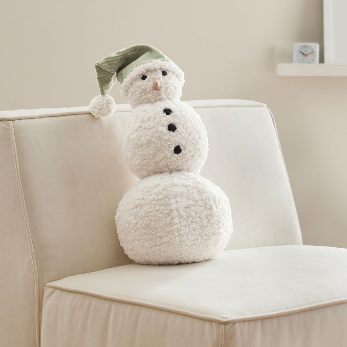 Teddy Fur Snowman Pillow