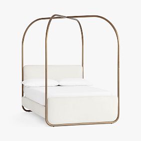 Metal Upholstered Canopy Bed