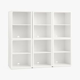 Keaton Wall System Super Set, 6 Cubby with Bases, Simply White