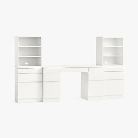 Bowen Smart™ Storage Desk + Drawer Cubby Tower Set, Simply White