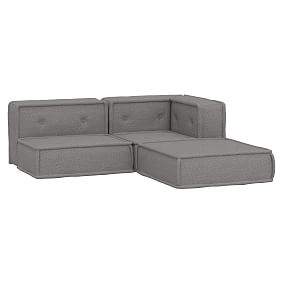 Cushy Sectional Set, Brushed Crossweave Charcoal, MTO