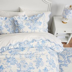 LoveShackFancy Damask Ruffle Duvet Cover