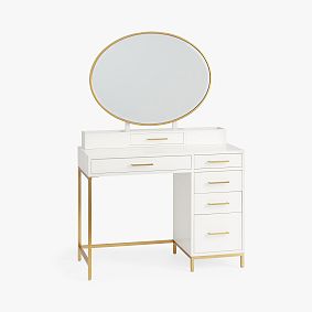 Blaire Single Pedestal Storage Desk with Vanity Topper