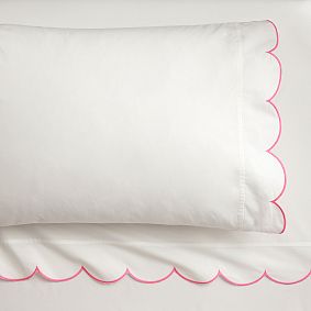 Monique Lhuillier Embroidered Scallop Organic Sheet Set