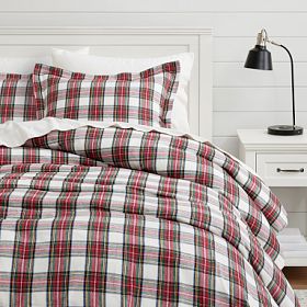 Pottery 2024 barn Morgan plaid organic duvet and shams