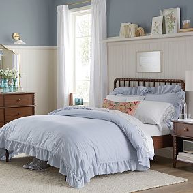 Chambray Ruffle Organic Duvet Cover