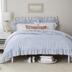 Chambray Ruffle Organic Duvet Cover