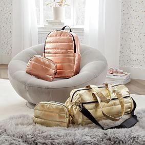 Metallic Puffer Rose Gold Toiletry Bag