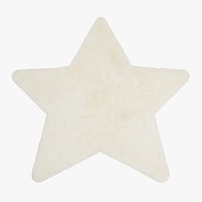 Washable Bunny Faux-Fur Star Shaped Rug