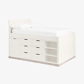 Rhys Captains Bed, Double, Weathered White/Simply White