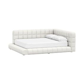 Baldwin Lounge Corner Upholstered Bed, Queen, Heathered Chenille White