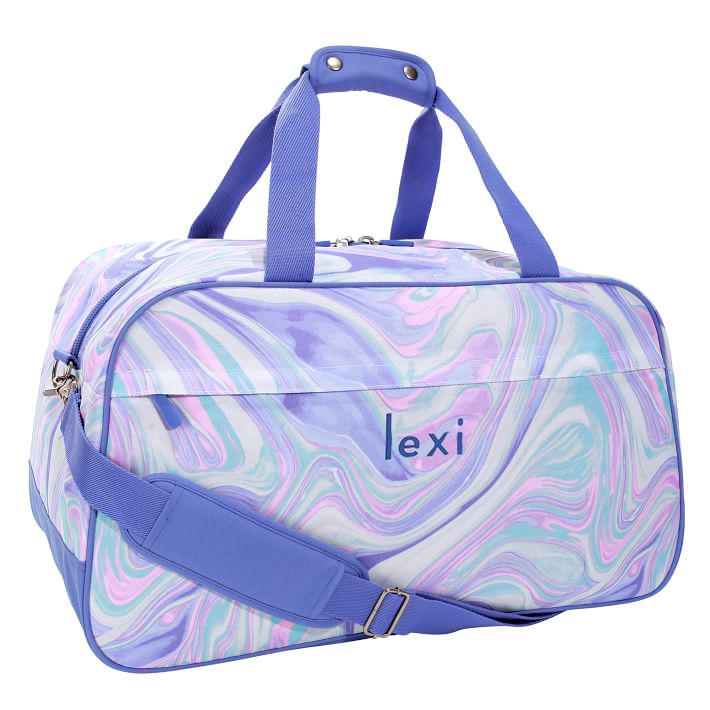 Jet Set Pink Purple Marble Recycled Duffle Bag Pottery Barn Teen