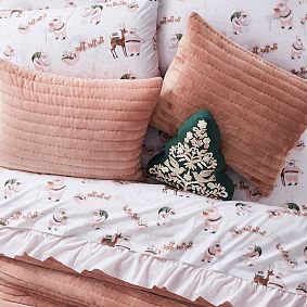 Blush Heritage Santa Organic Percale Sheet Set